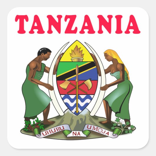 Design van het wapen van tanzania vierkante sticker (Voorkant)