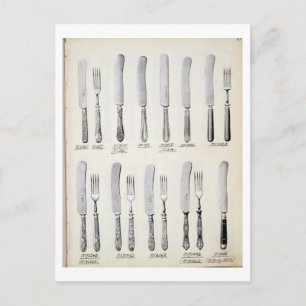 Design van messenmakerswerk uit een handelscatalog briefkaart