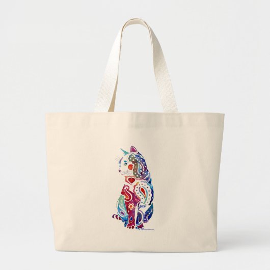 Design van Paisley Cat Grote Tote Bag (Voorkant)