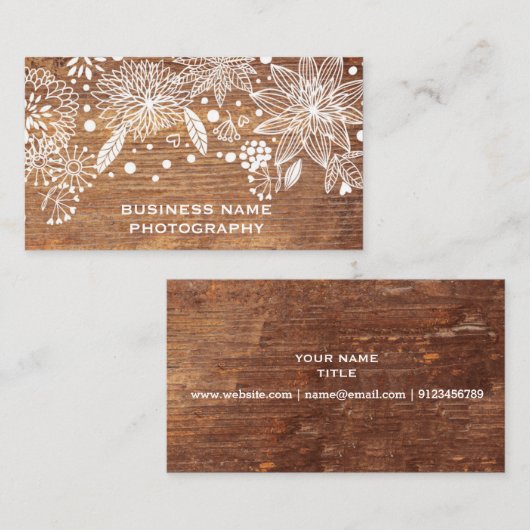 design van visitekaartjes met roestvrij hout (Voorkant / Achterkant)