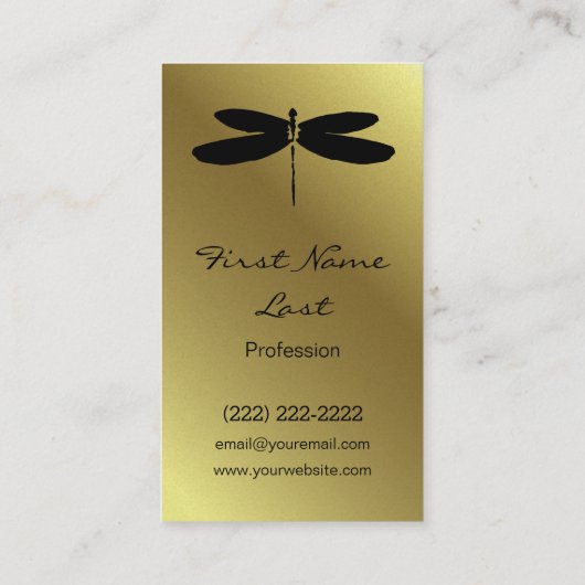 Design van zwarte en gouddragonfly-Visitekaartjes Visitekaartje (Achterkant)