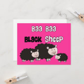 Design van zwarte schapen "Baa Baa Black Sheep"  Kaart (Voorkant / Achterkant in situ)