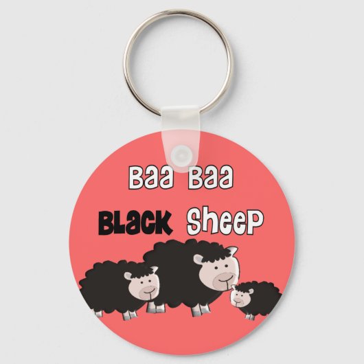 Design van zwarte schapen "Baa Baa Black Sheep" Sleutelhanger (Voorkant)