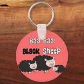 Design van zwarte schapen "Baa Baa Black Sheep" Sleutelhanger (Voorkant)