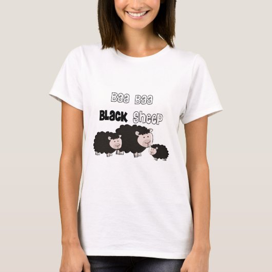 Design van zwarte schapen "Baa Baa Black Sheep" T-shirt (Voorkant)