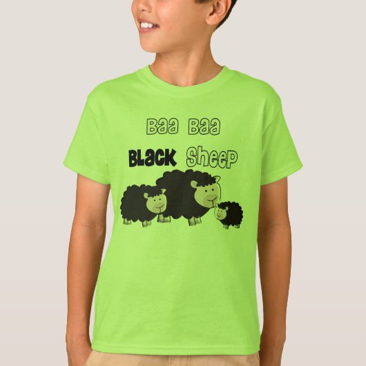 Design van zwarte schapen "Baa Baa Black Sheep" T-shirt (Voorkant)