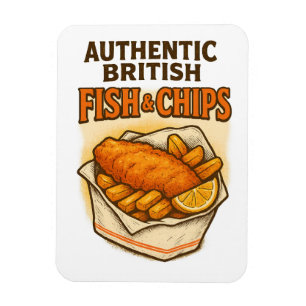 Design Vintage “Authentieke Britse Fish & Chips” Magneet