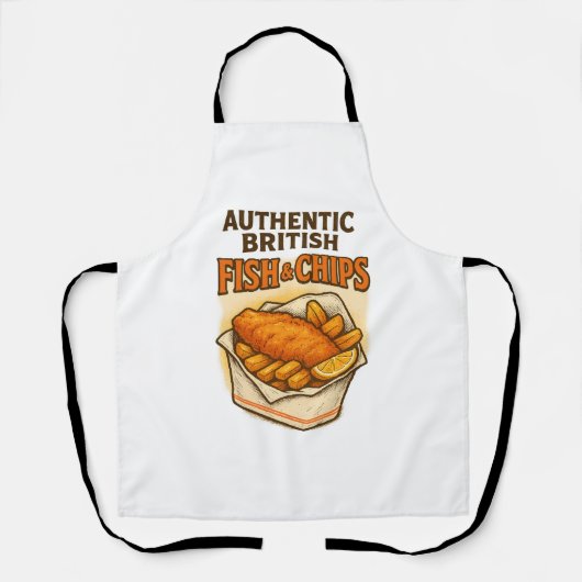 Design Vintage “Echte Britse Fish & Chips” Schort (Voorkant)