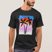 Design voor de vloedgolven van Cool Retro Palm Tre T-shirt (Voorkant)