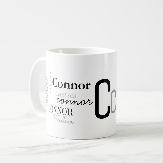 Design voor typografie personaliseren koffiemok (Voorkant links)