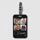 Design Your Own 4 Photo Personalized Name Bagagelabel (Voorkant (verticaal))