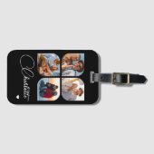 Design Your Own 4 Photo Personalized Name Bagagelabel (Voorkant (horizontaal))