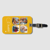 Design Your Own 4 Photo Personalized Name Bagagelabel (Voorkant (horizontaal))