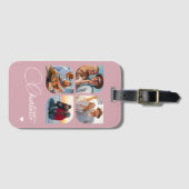 Design Your Own 4 Photo Personalized Name Bagagelabel (Voorkant (horizontaal))