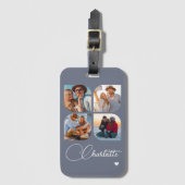Design Your Own 4 Photo Personalized Name Bagagelabel (Voorkant (verticaal))