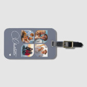 Design Your Own 4 Photo Personalized Name Bagagelabel (Voorkant (horizontaal))