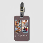 Design Your Own 4 Photo Personalized Name Bagagelabel (Voorkant (verticaal))