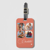 Design Your Own 4 Photo Personalized Name Bagagelabel (Voorkant (verticaal))
