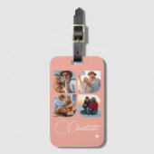 Design Your Own 4 Photo Personalized Name Bagagelabel (Voorkant (verticaal))