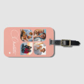 Design Your Own 4 Photo Personalized Name Bagagelabel (Voorkant (horizontaal))