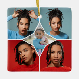 Design Your Own 5 Photo Collage Keramisch Ornament