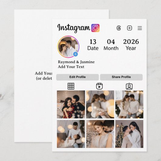 Design Your Own 7 Photo Collage Aankondiging (Voorkant / Achterkant)