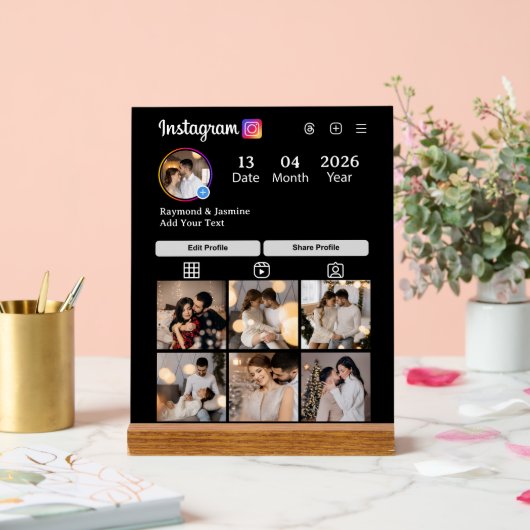 Design Your Own 7 Photo Collage Acryl Bord (Huwelijk)