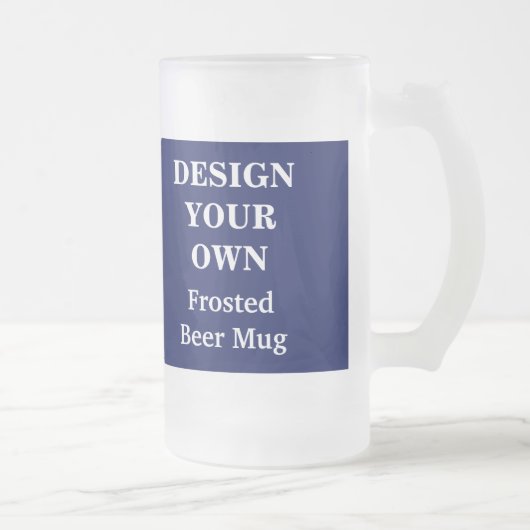 Design Your Own Beer Mug - Blue and White Matglas Bierpul (Rechts)