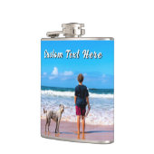 Design Your Own Pet Photo Flask Gift Custom Text Heupfles (Links)