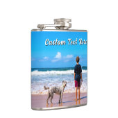 Design Your Own Pet Photo Flask Gift Custom Text Heupfles (Rechts)