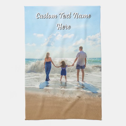 Design Your Own Photo Kitchen Towels Custom Text Theedoek (Verticaal)