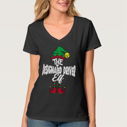 DESIGNATED DRIVER Elf Family Group Matching PJ Chr T-shirt (Voorkant)