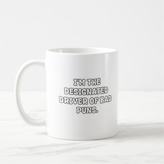 Designated Driver of Bad Puns Typography Koffiemok (Links)