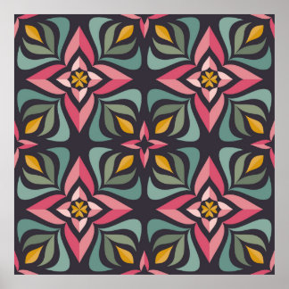 DesignBackground - flowers en leaves. Oraal karakt Poster