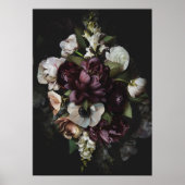 Designed Dark Floral Poster Print (Voorkant)