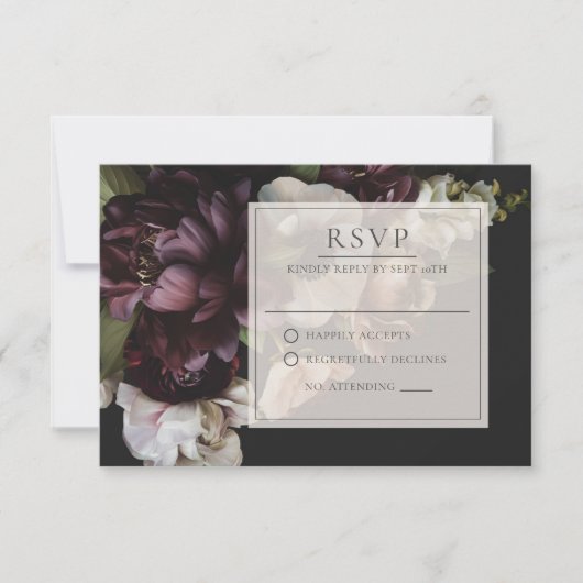 Designed Dark Floral RSVP-kaart RSVP Kaartje (Voorkant)