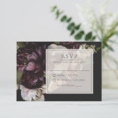 Designed Dark Floral RSVP-kaart RSVP Kaartje (Staand voorkant)
