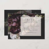 Designed Dark Floral RSVP-kaart RSVP Kaartje (Voorkant / Achterkant)