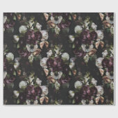 Designed Dark Floral Wrapping Paper Cadeaupapier (Vlak)
