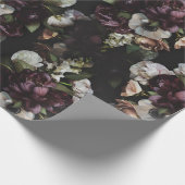 Designed Dark Floral Wrapping Paper Cadeaupapier (Hoek)