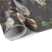 Designed Dark Floral Wrapping Paper Cadeaupapier (Rol Hoek)