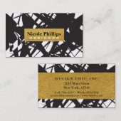 Designer Abstract Black White Gold Visitekaartje (Voorkant / Achterkant)