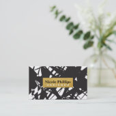 Designer Abstract Black White Gold Visitekaartje (Staand voorkant)