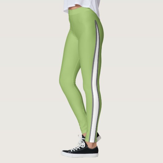 Designer Accent Avocado Green Leggings (Links)