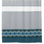 Designer Accented Pattern met Blauw Wit en Grijs Douchegordijn (Voorkant)