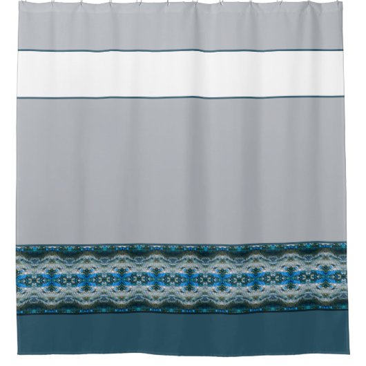 Designer Accented Pattern met Blauw Wit en Grijs Douchegordijn (Voorkant)