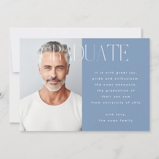 Designer Afstuderen Modern Two Photo Afstuderen Aankondiging (Achterkant)