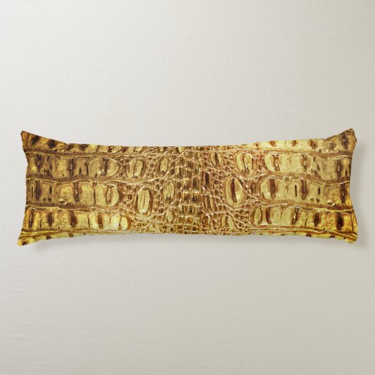 Designer Alligator Crocodile Skin Shiny Gold Body Lichaamskussen (Voorkant)