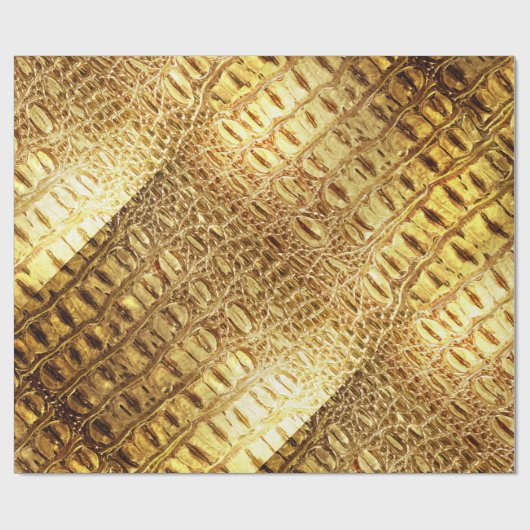 Designer Alligator Crocodile Skin Shiny Gold Brown Cadeaupapier (Vlak)