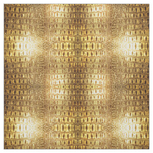 Designer Alligator Crocodile Skin Shiny Gold Brown Stof